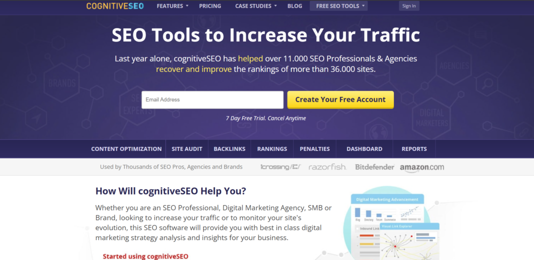 CognitiveSEO AI App Homepage