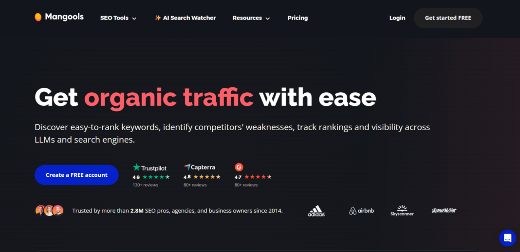Mangools AI App Homepage