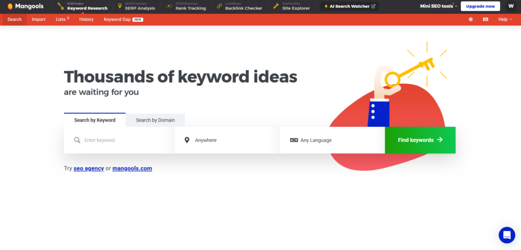 Mangools AI App keyword finder